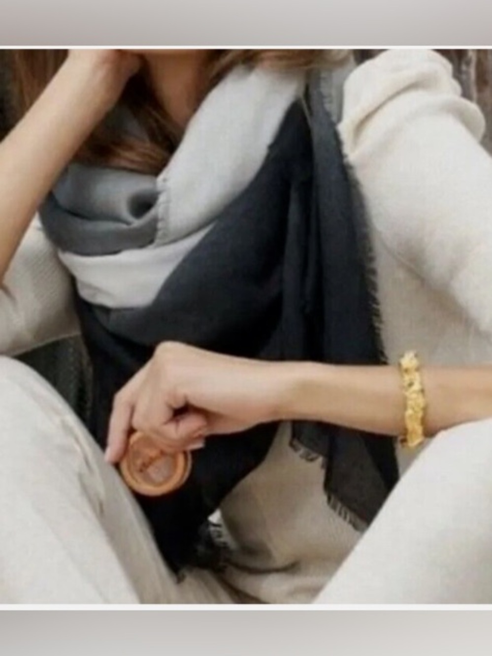 Cushnie Charcoal to Black Ombre Scarf